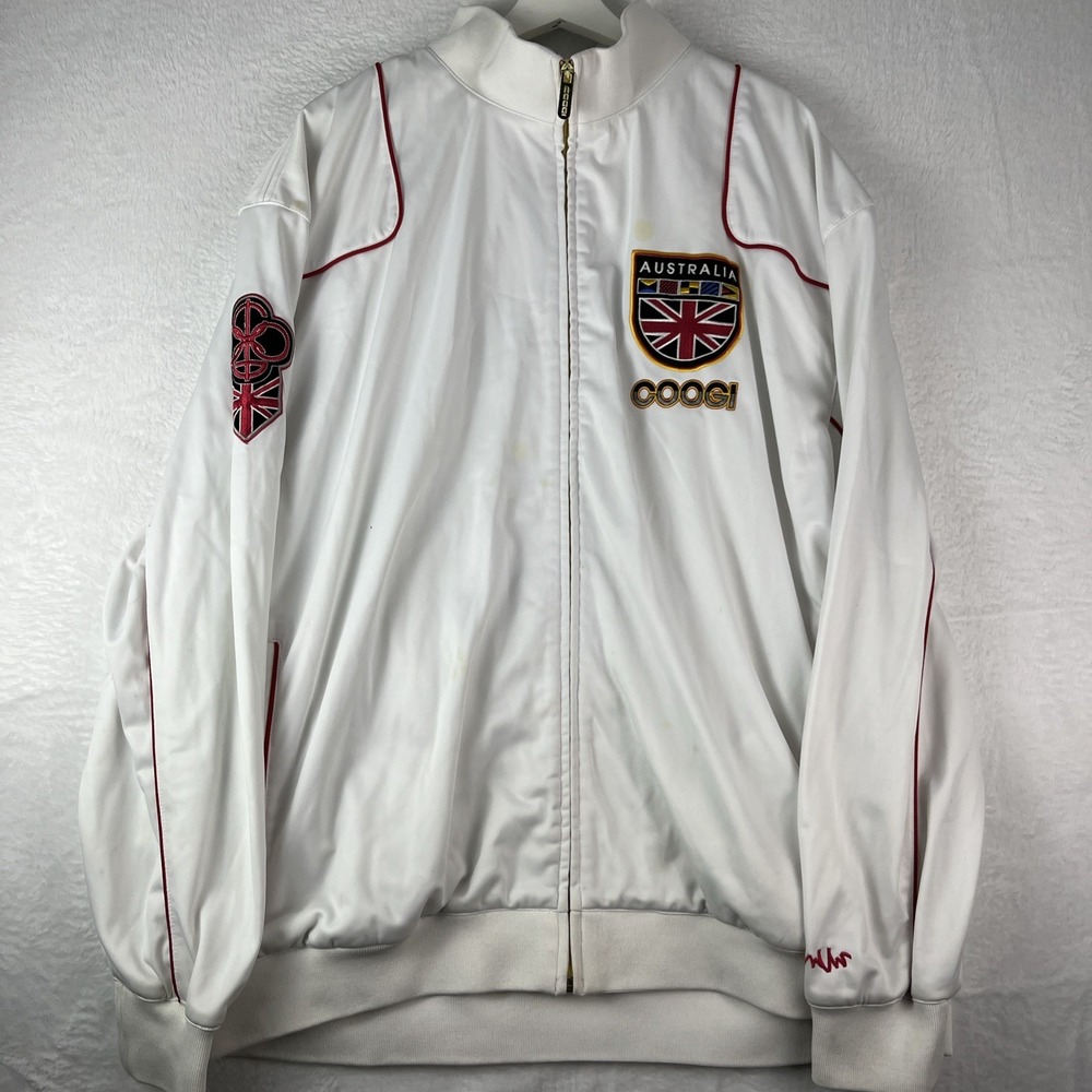COOGI Australia Track Jacket Mens 4XL White Lined Full Zip Ribbed Trim Winter